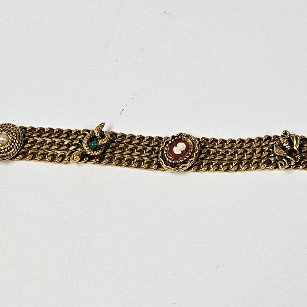 Goldette Charm Bracelet With Small Cameo, Vintage